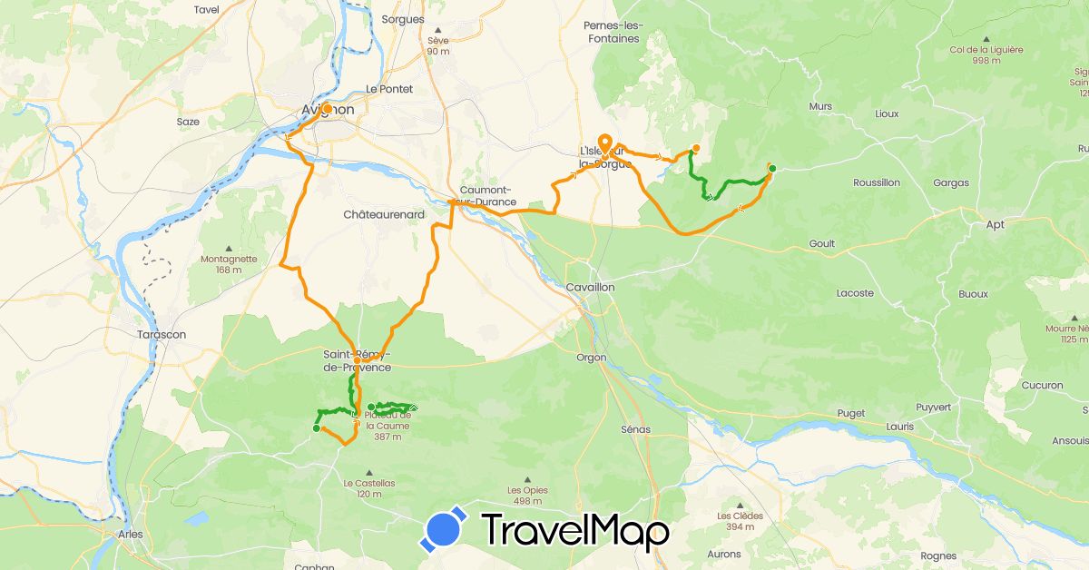 TravelMap itinerary: driving, walking, transfers in France (Europe)