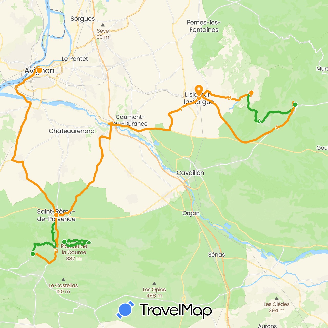 TravelMap itinerary: driving, walking, transfers in France (Europe)