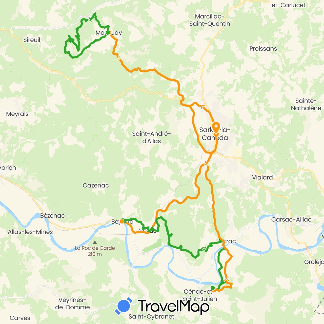 TravelMap itinerary: walking, transfers in France (Europe)