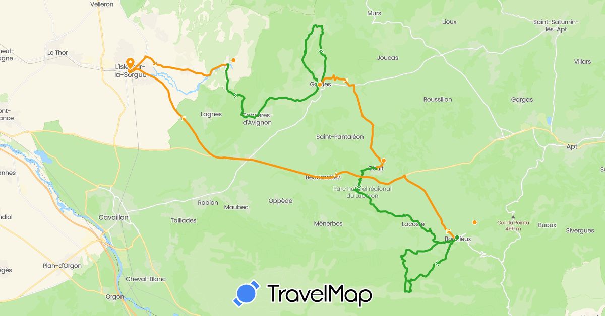 TravelMap itinerary: driving, walking, transfers in France (Europe)
