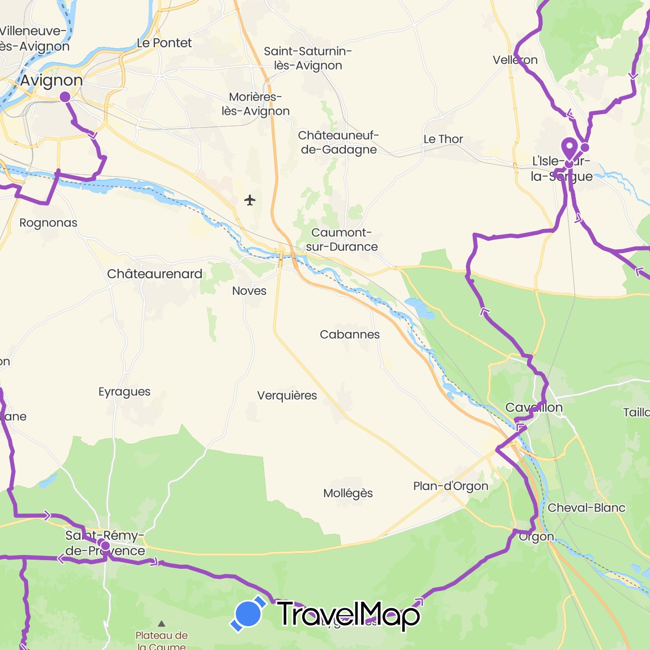 TravelMap itinerary: driving, cycling in France (Europe)