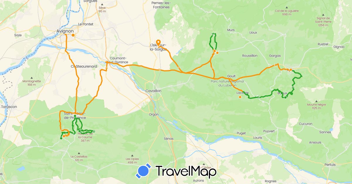 TravelMap itinerary: driving, walking, transfers in France (Europe)