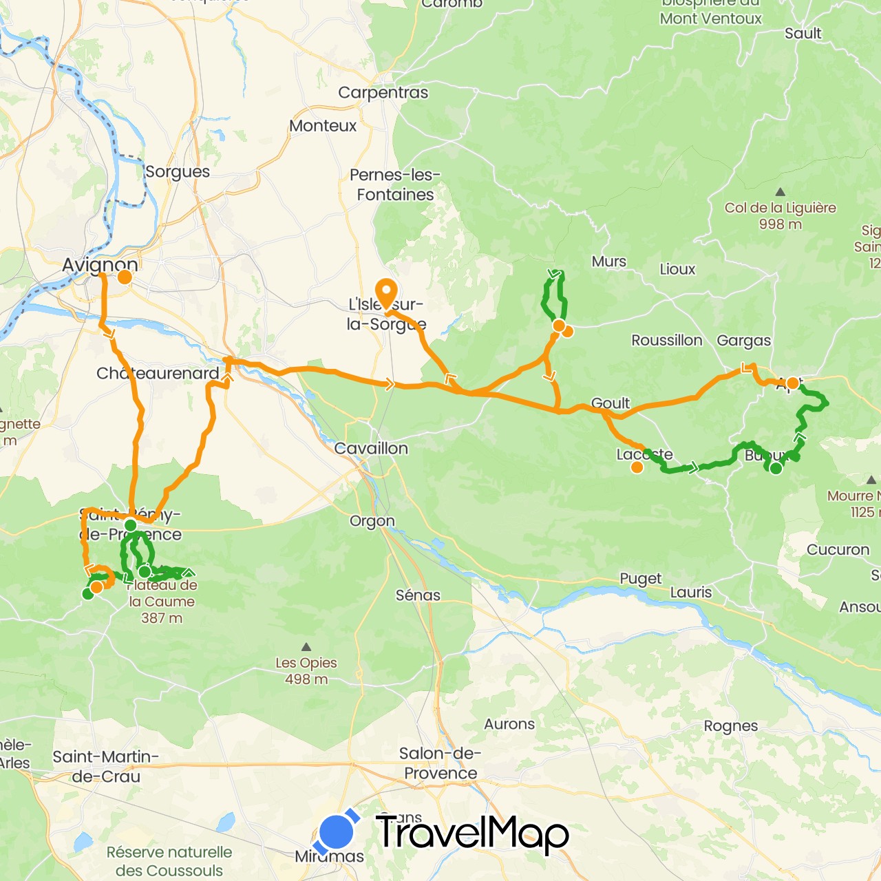 TravelMap itinerary: driving, walking, transfers in France (Europe)