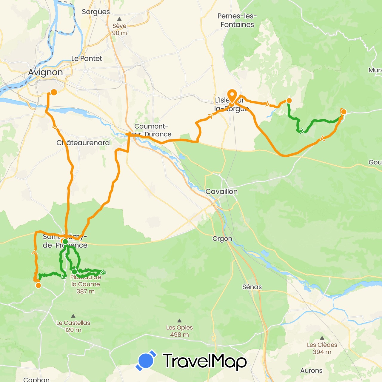 TravelMap itinerary: driving, walking, transfers in France (Europe)