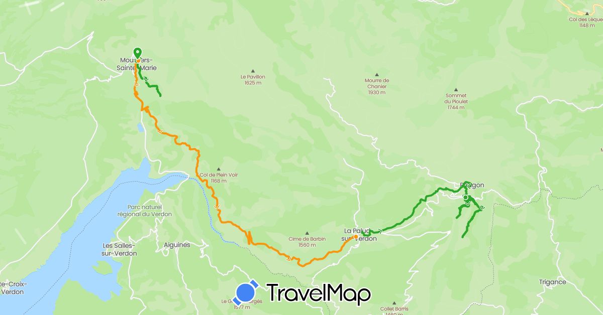 TravelMap itinerary: driving, walking, transfers in France (Europe)