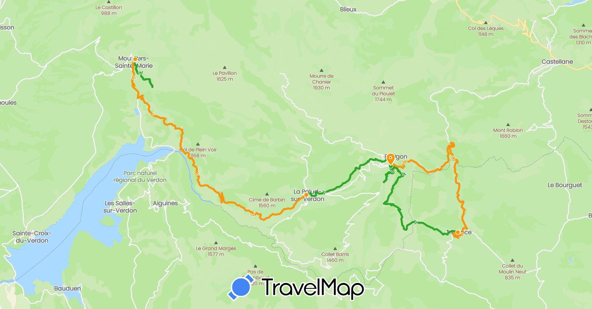 TravelMap itinerary: driving, walking, transfers in France (Europe)