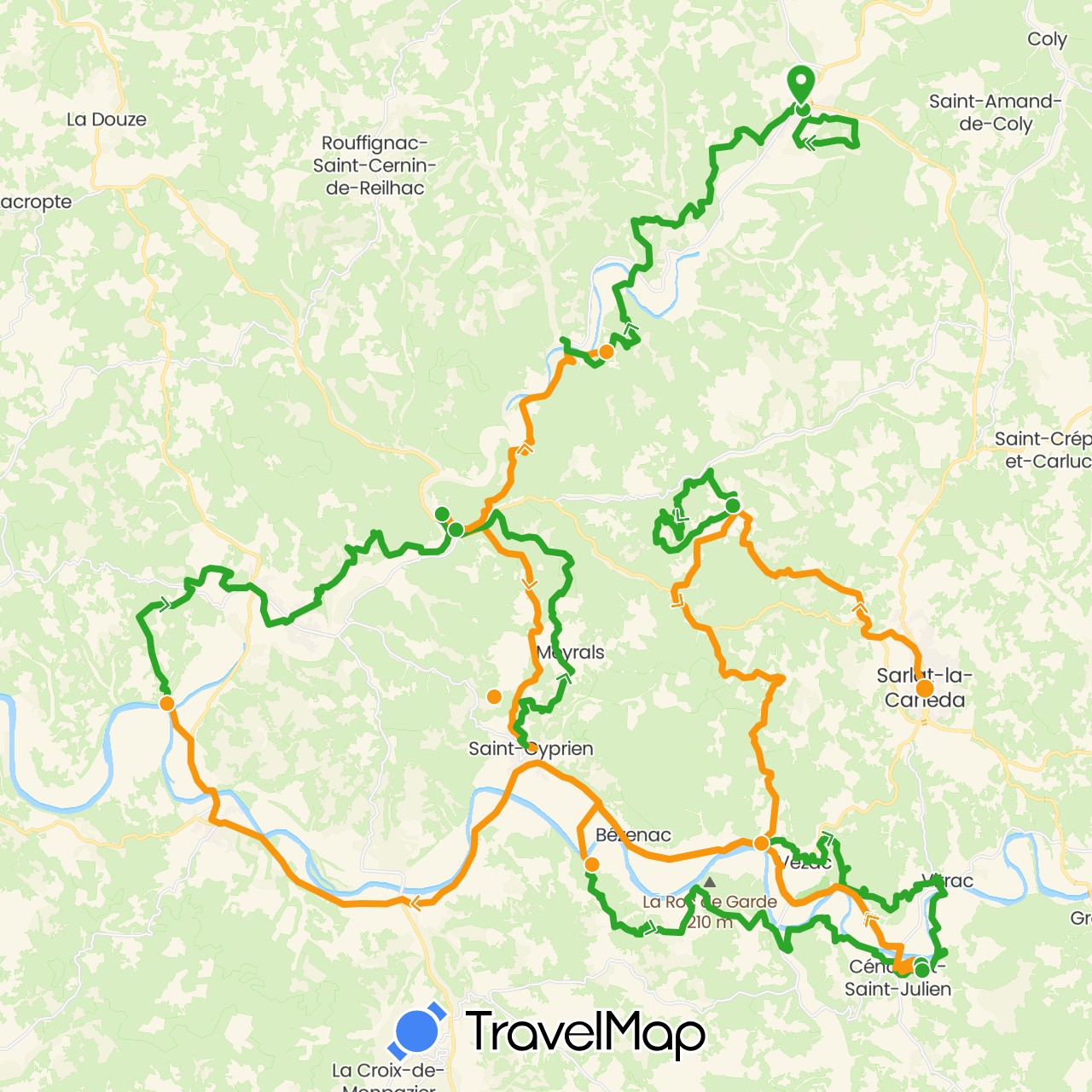 TravelMap itinerary: driving, walking, transfers in France (Europe)