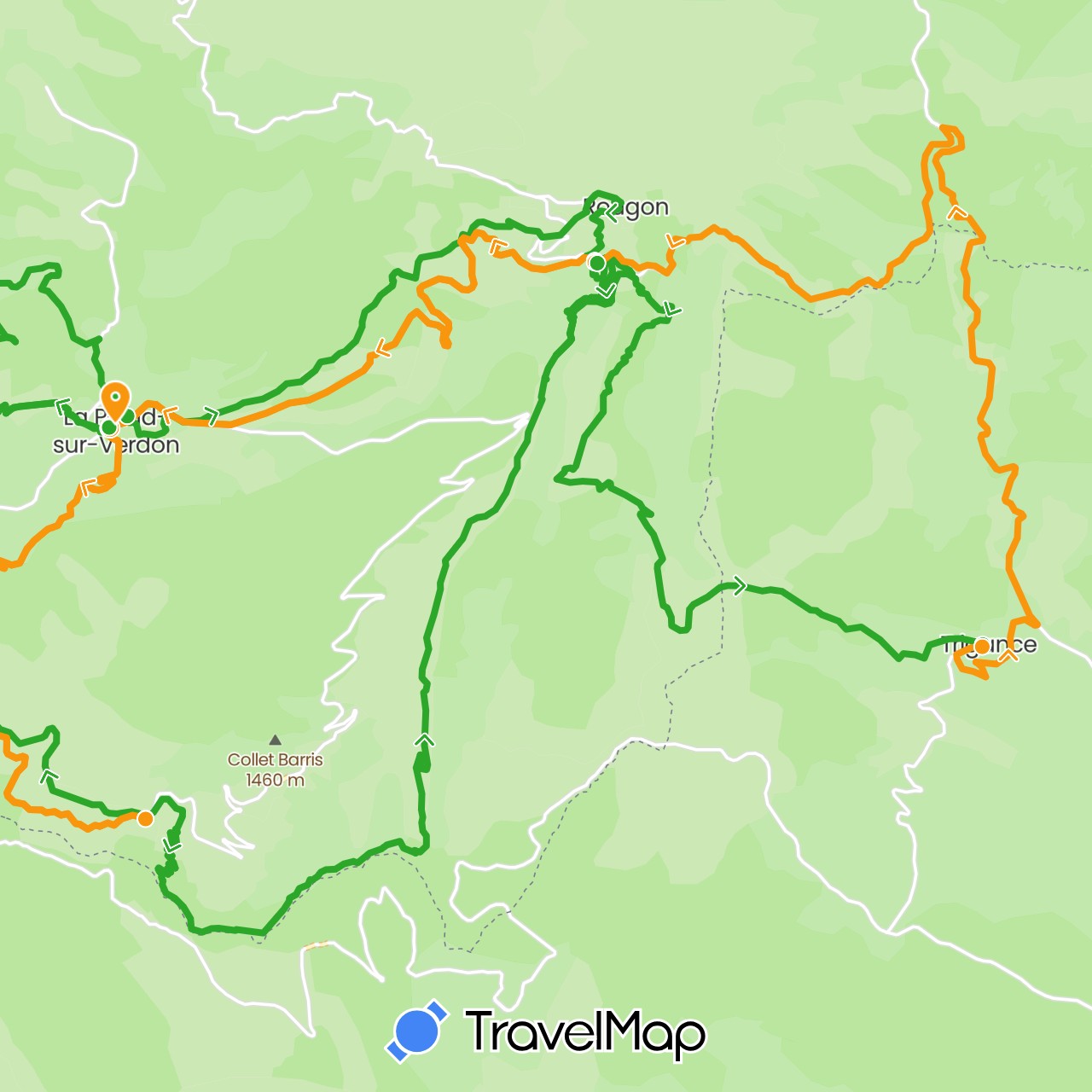 TravelMap itinerary: driving, walking, transfers in France (Europe)