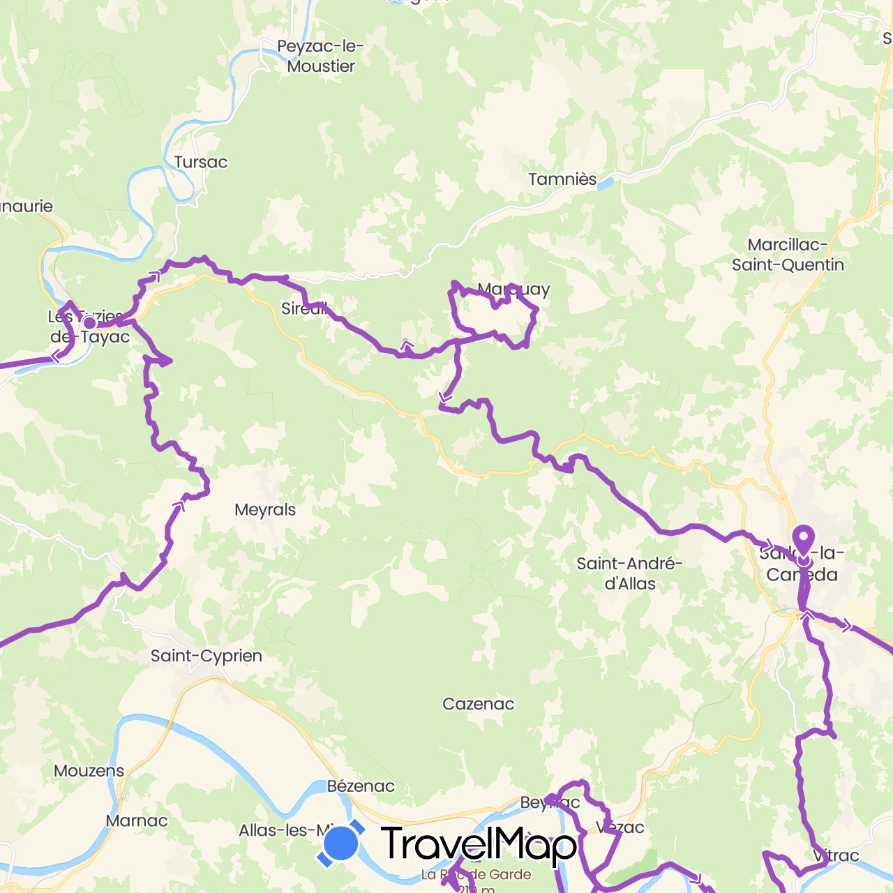 TravelMap itinerary: driving, cycling in France (Europe)