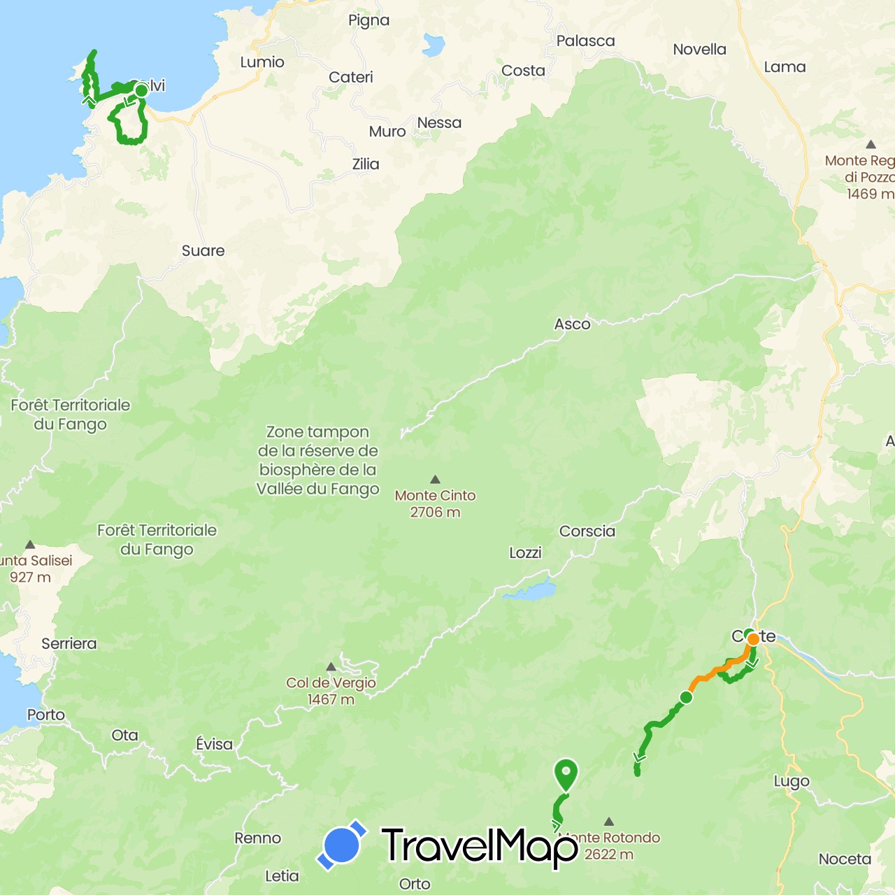 TravelMap itinerary: driving, walking, transfers in France (Europe)