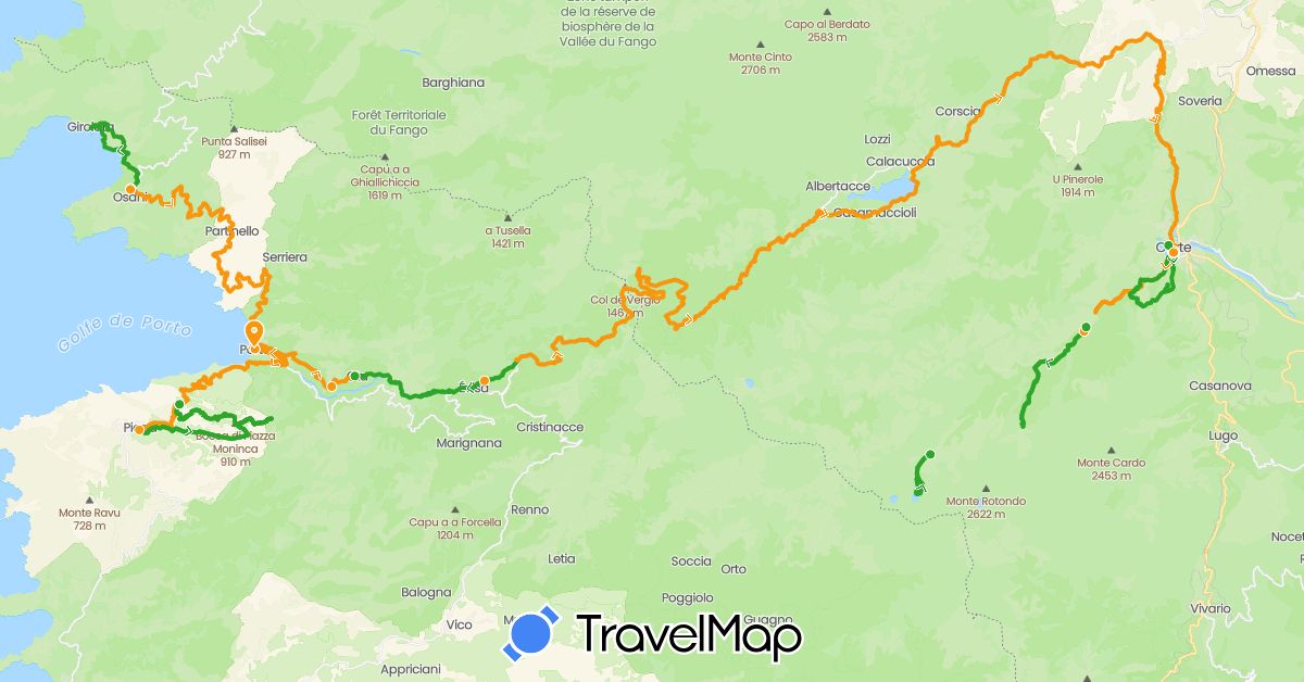 TravelMap itinerary: driving, walking, transfers in France (Europe)