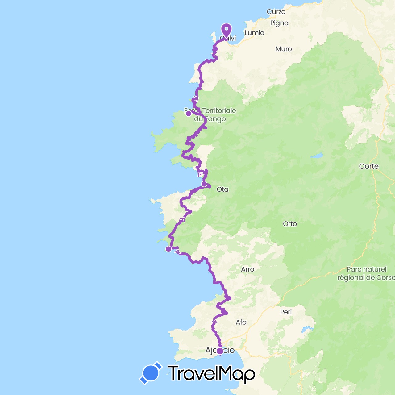 TravelMap itinerary: driving, cycling in France (Europe)