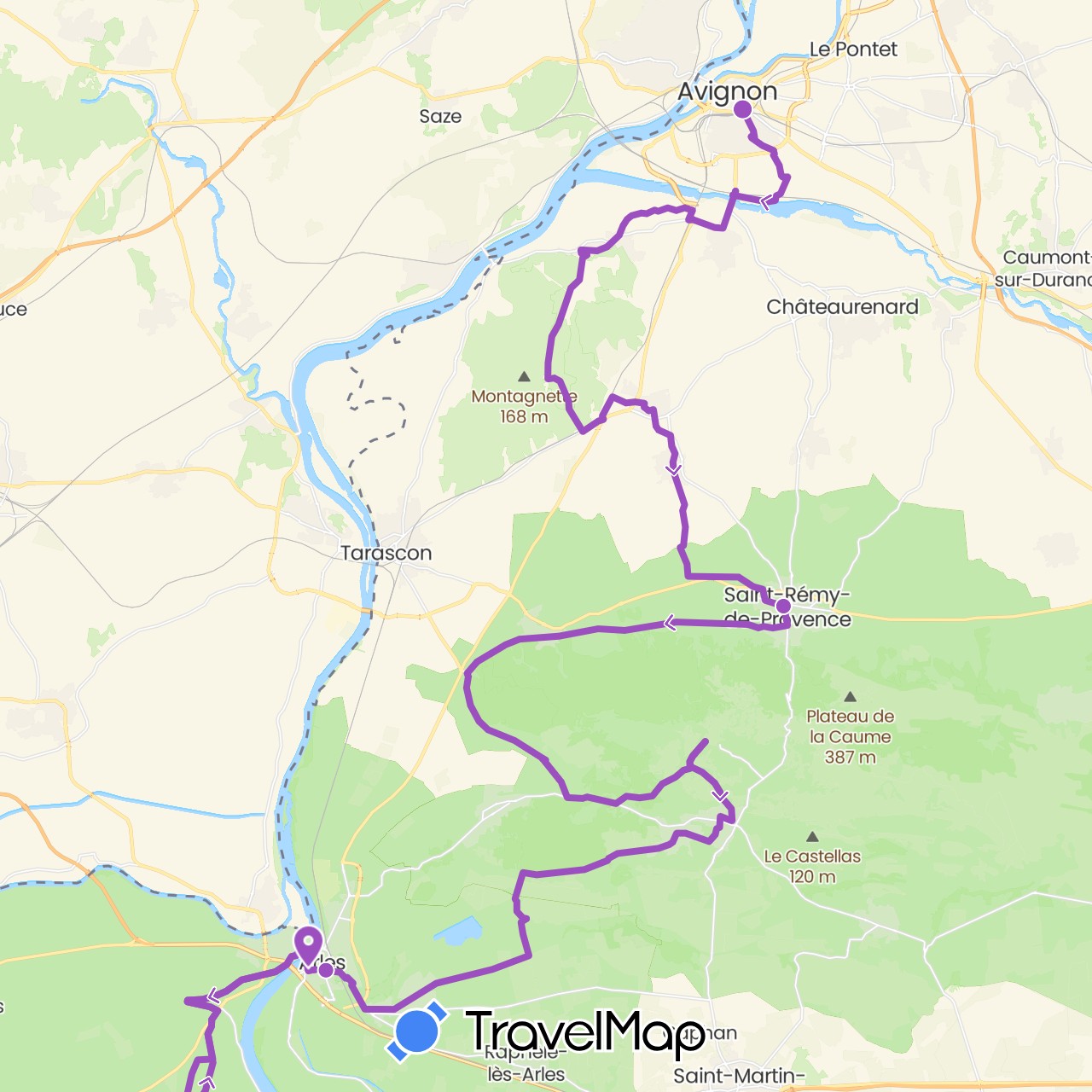 TravelMap itinerary: driving, cycling in France (Europe)
