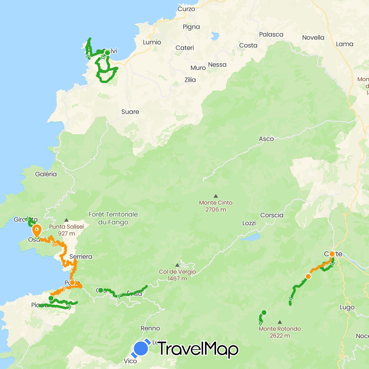 TravelMap itinerary: driving, walking, transfers in France (Europe)