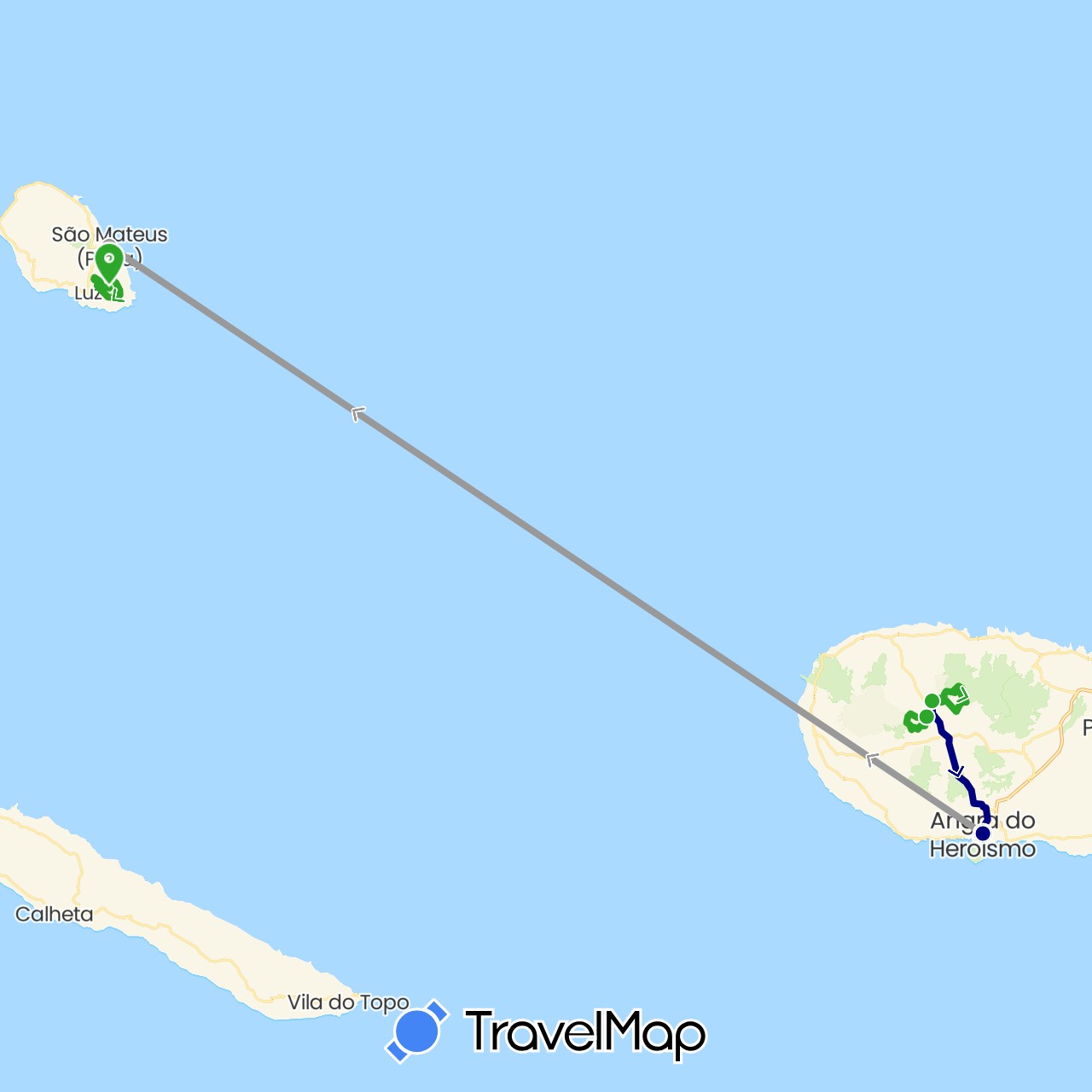 TravelMap itinerary: driving, plane, walking in Portugal (Europe)
