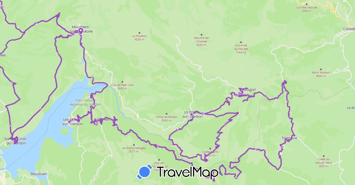 TravelMap itinerary: driving, cycling in France (Europe)