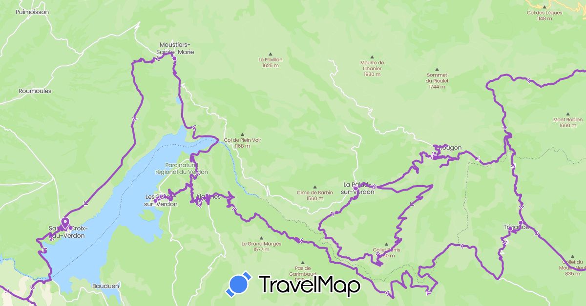 TravelMap itinerary: driving, cycling in France (Europe)