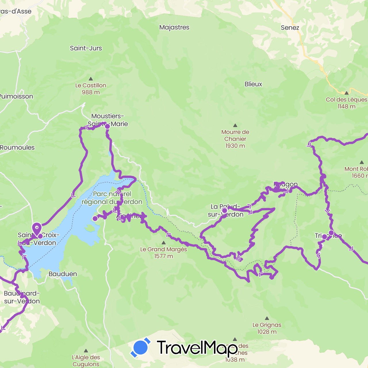 TravelMap itinerary: driving, cycling in France (Europe)