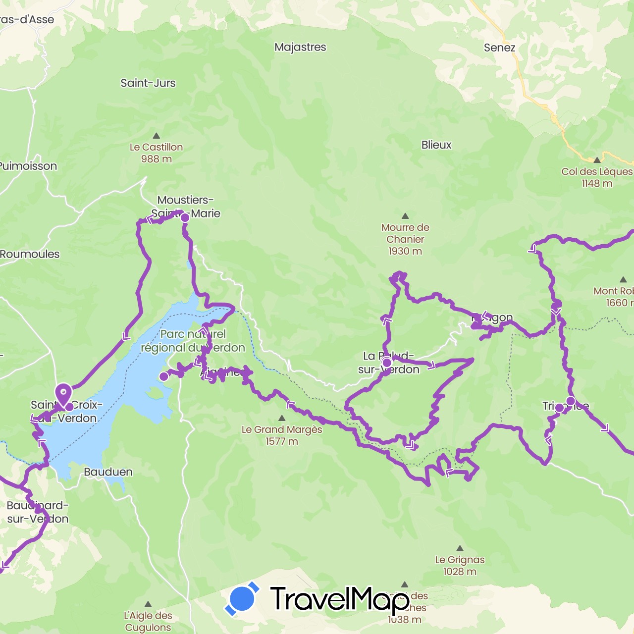 TravelMap itinerary: driving, cycling in France (Europe)
