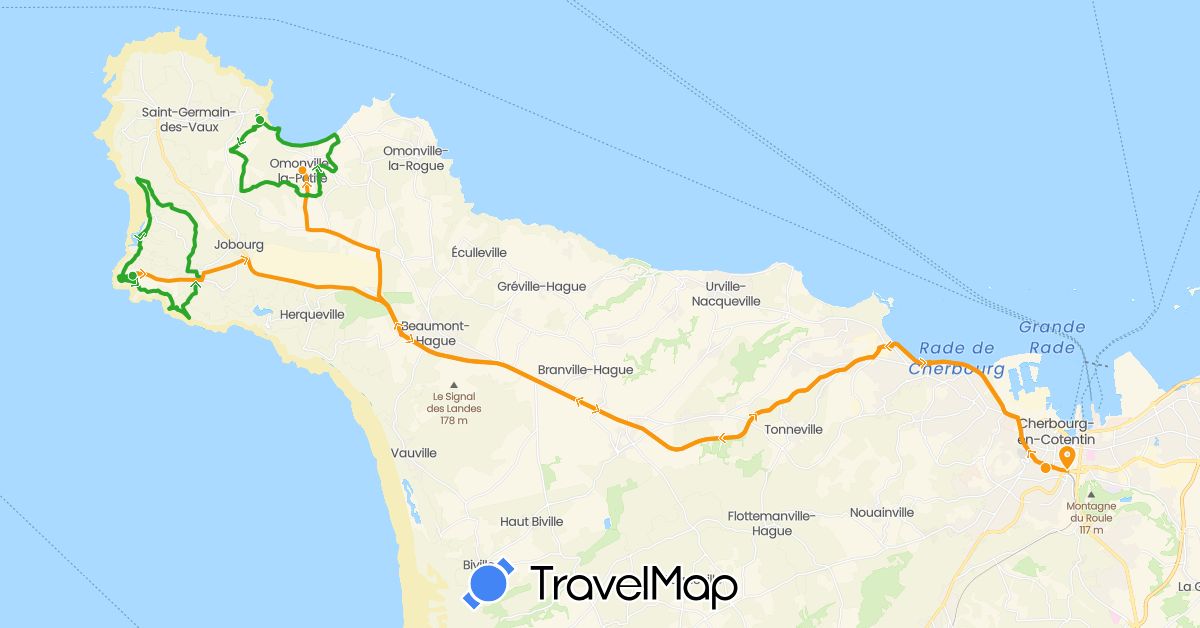 TravelMap itinerary: driving, walking, transfers in France (Europe)