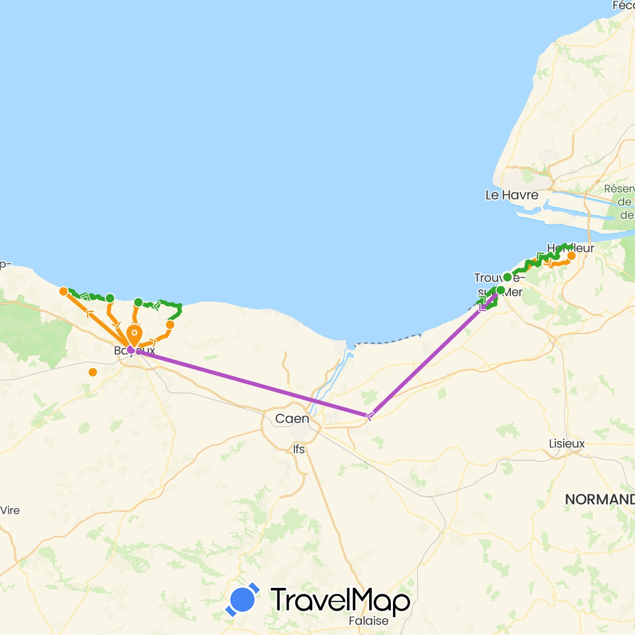 TravelMap itinerary: train, walking, transfers in France (Europe)