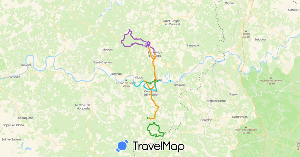 TravelMap itinerary: driving, walking, transfers, cycling, kayak in France (Europe)