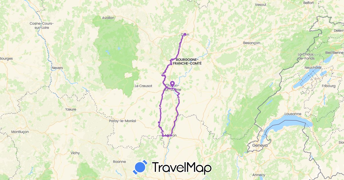 TravelMap itinerary: driving, cycling in France (Europe)