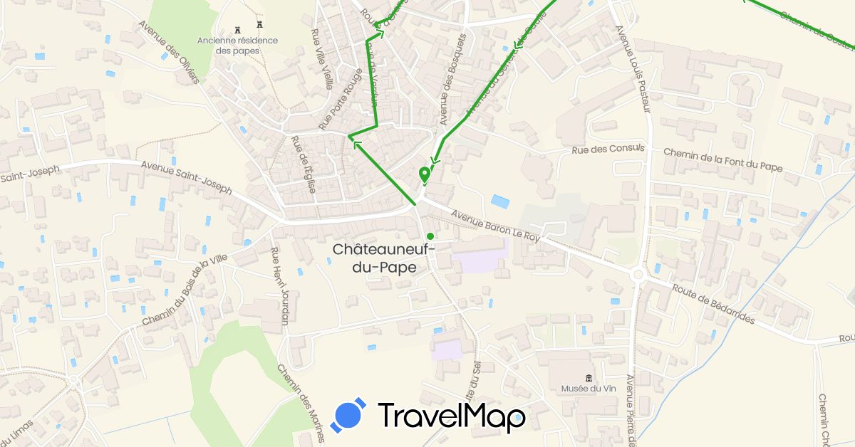 TravelMap itinerary: driving, walking in France (Europe)