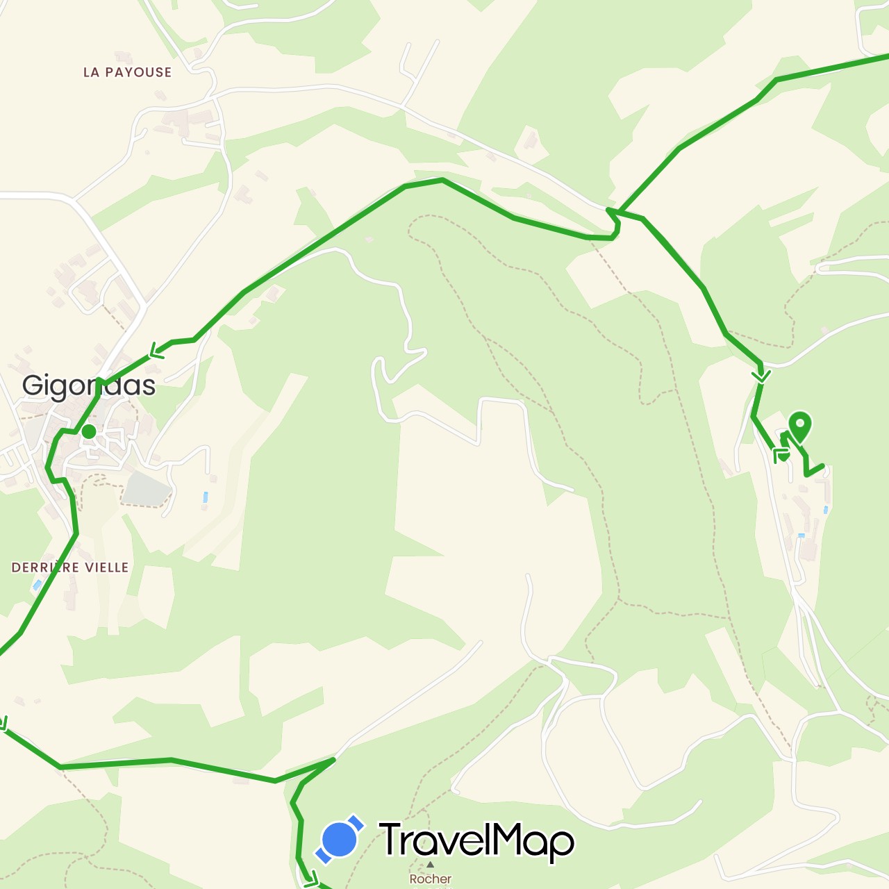 TravelMap itinerary: driving, walking in France (Europe)