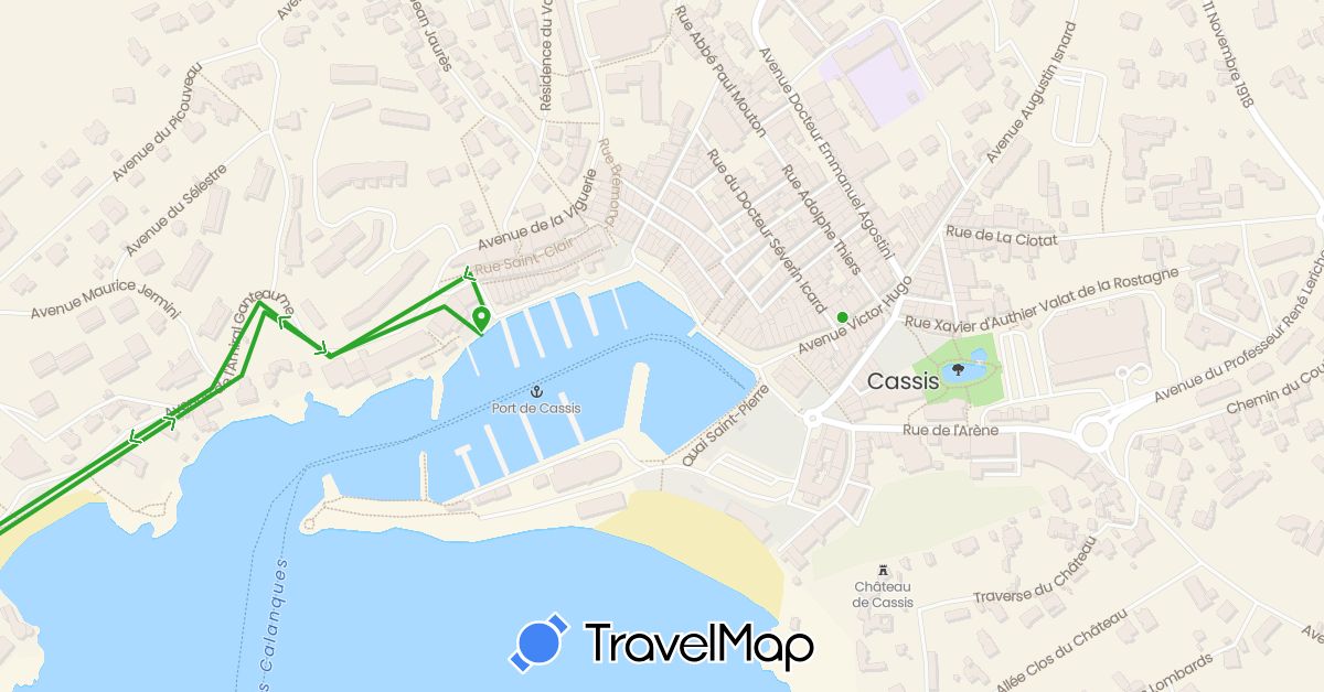TravelMap itinerary: driving, walking in France (Europe)