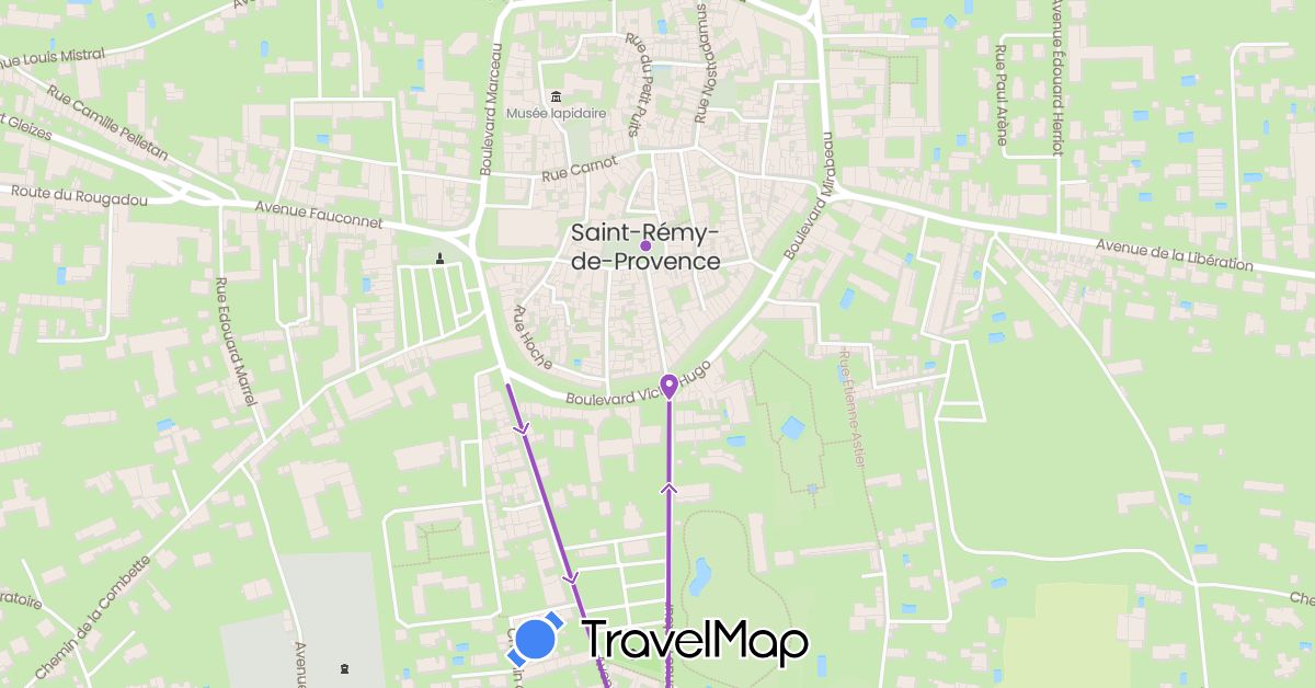 TravelMap itinerary: driving, cycling in France (Europe)