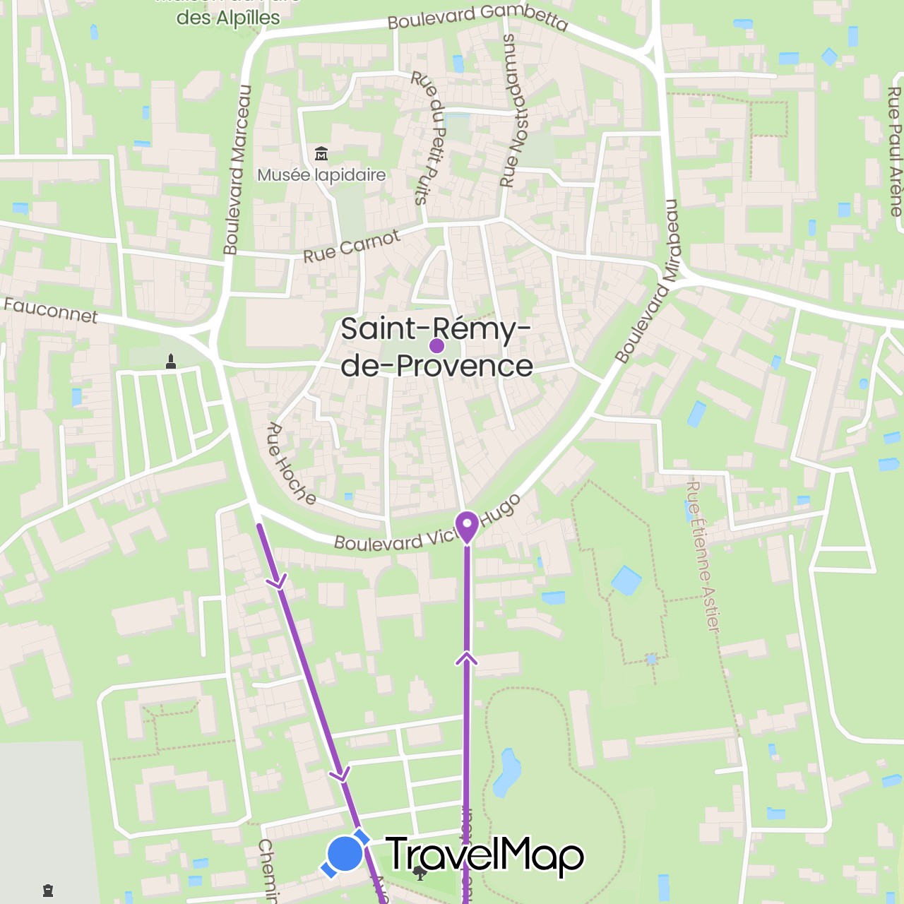 TravelMap itinerary: driving, cycling in France (Europe)