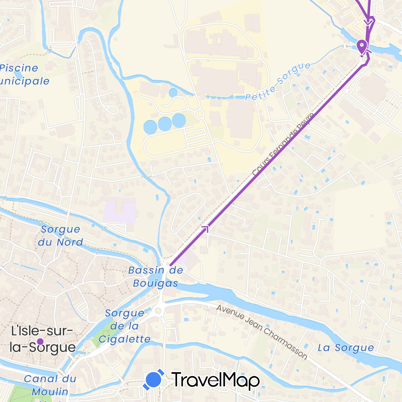 TravelMap itinerary: driving, cycling in France (Europe)