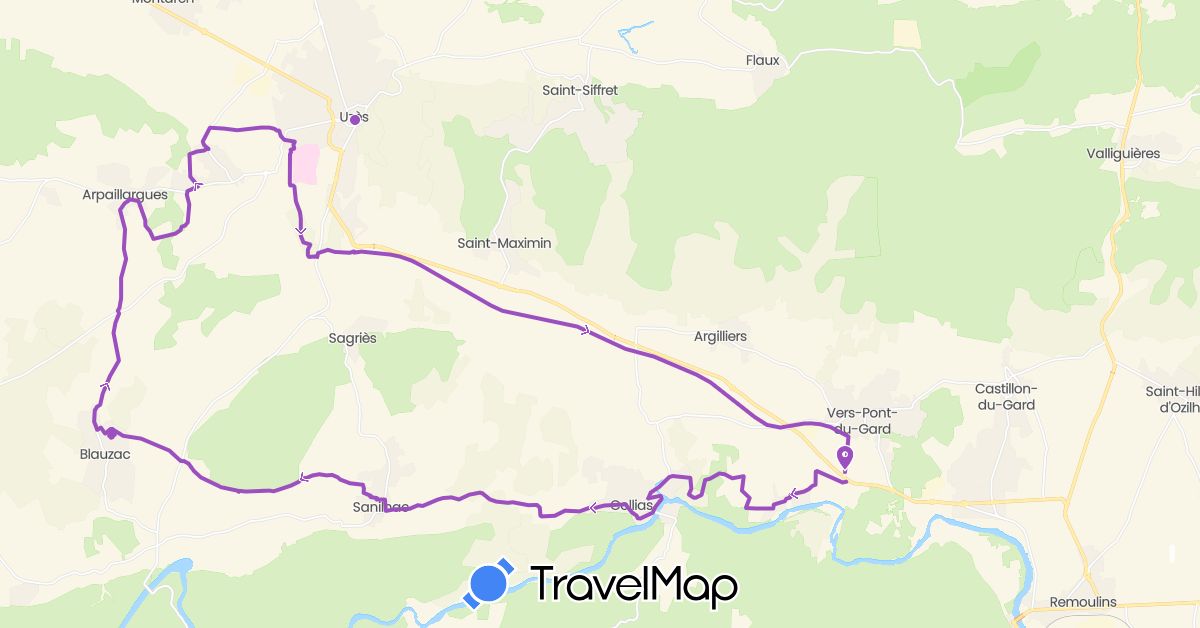 TravelMap itinerary: driving, cycling in France (Europe)