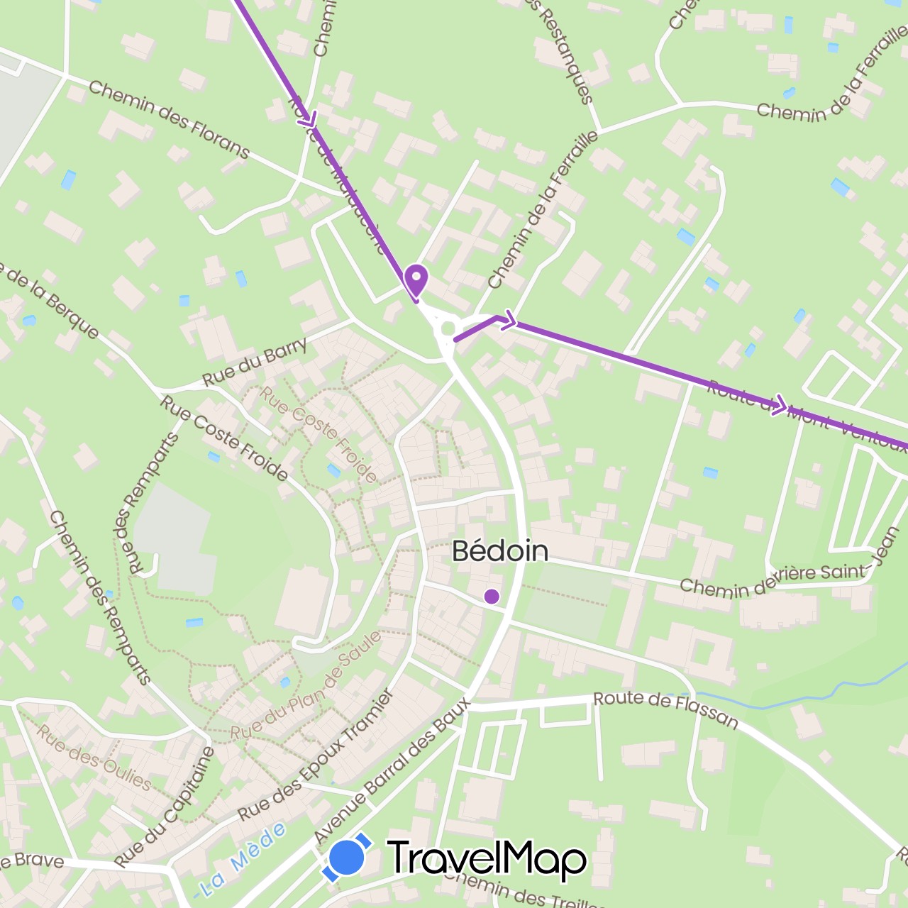 TravelMap itinerary: driving, cycling in France (Europe)