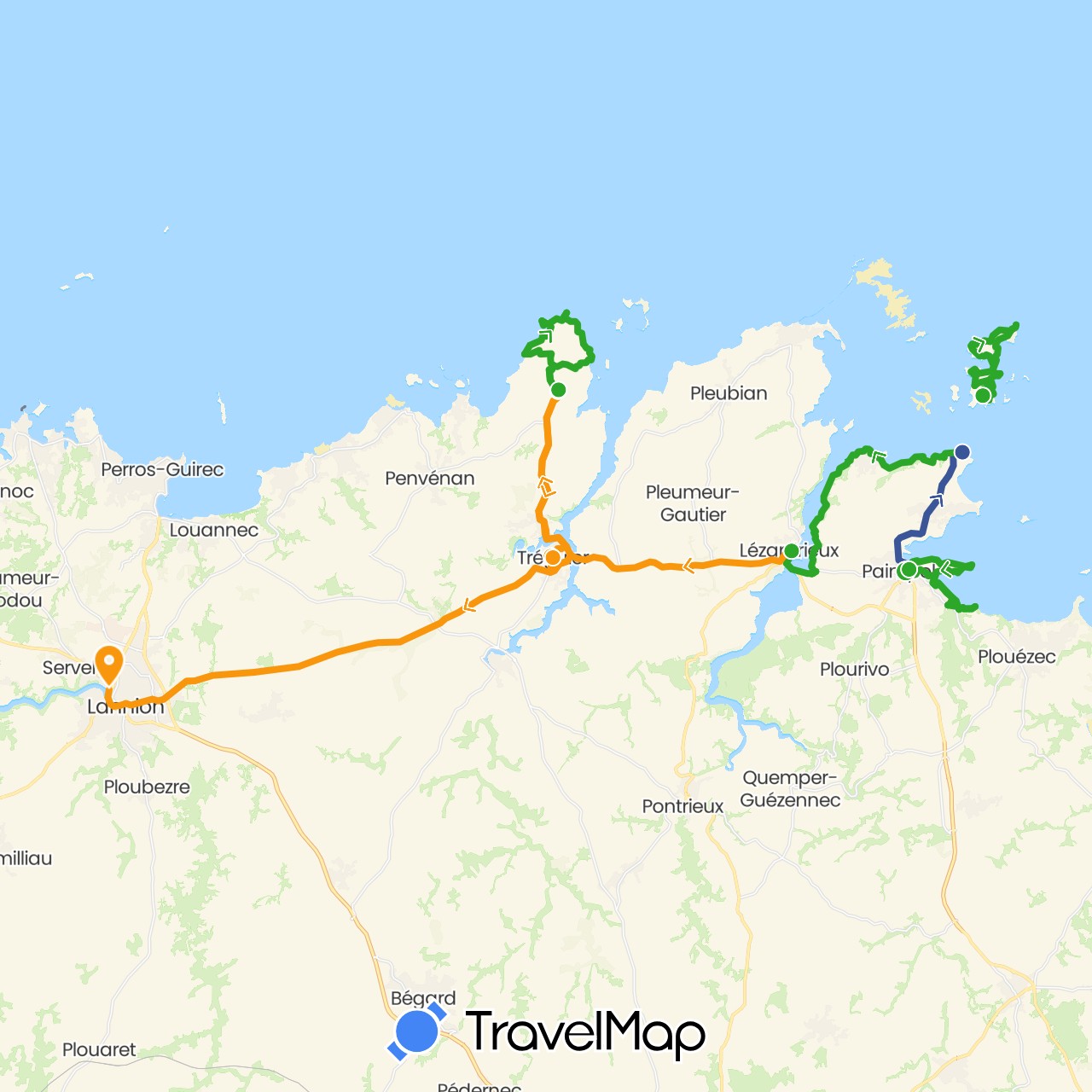 TravelMap itinerary: driving, walking, transfers, bus in France (Europe)