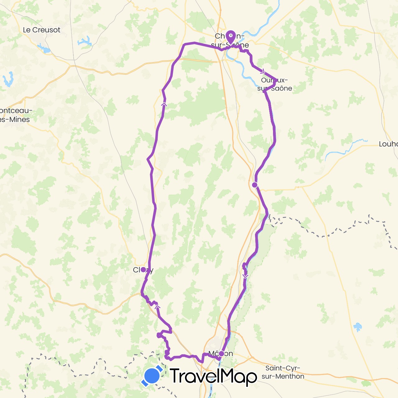 TravelMap itinerary: cycling in France (Europe)
