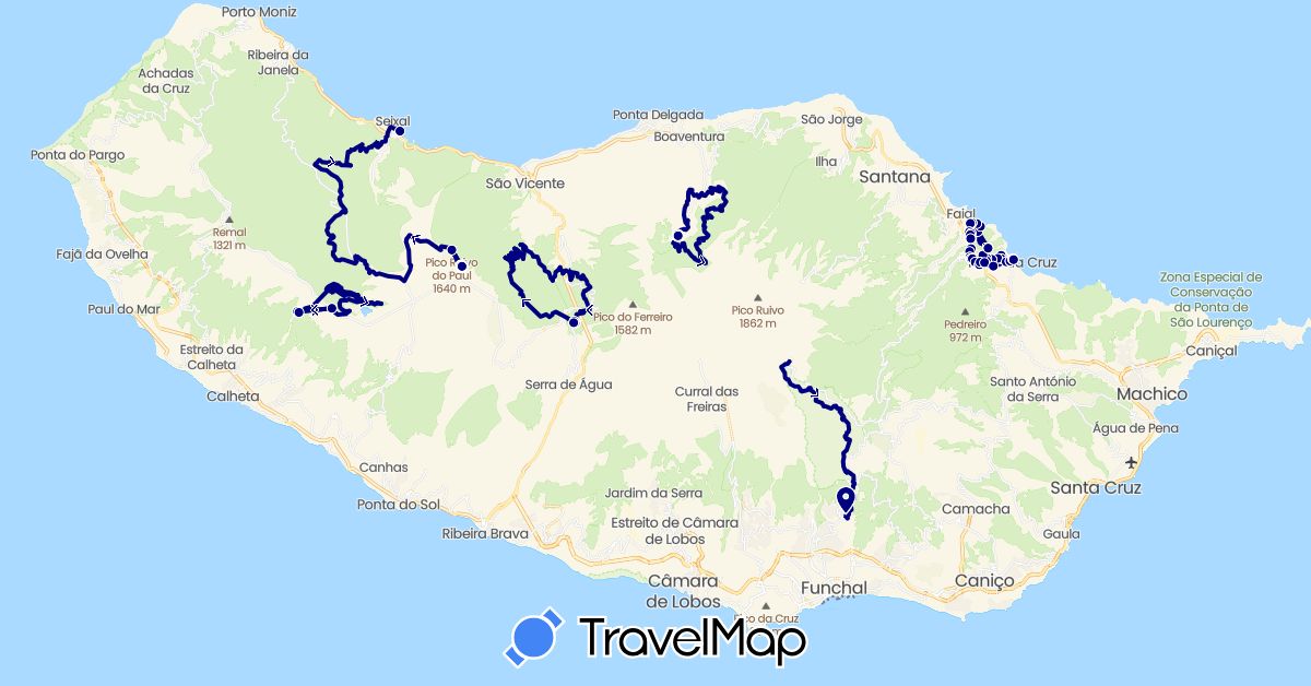TravelMap itinerary: driving in Portugal (Europe)