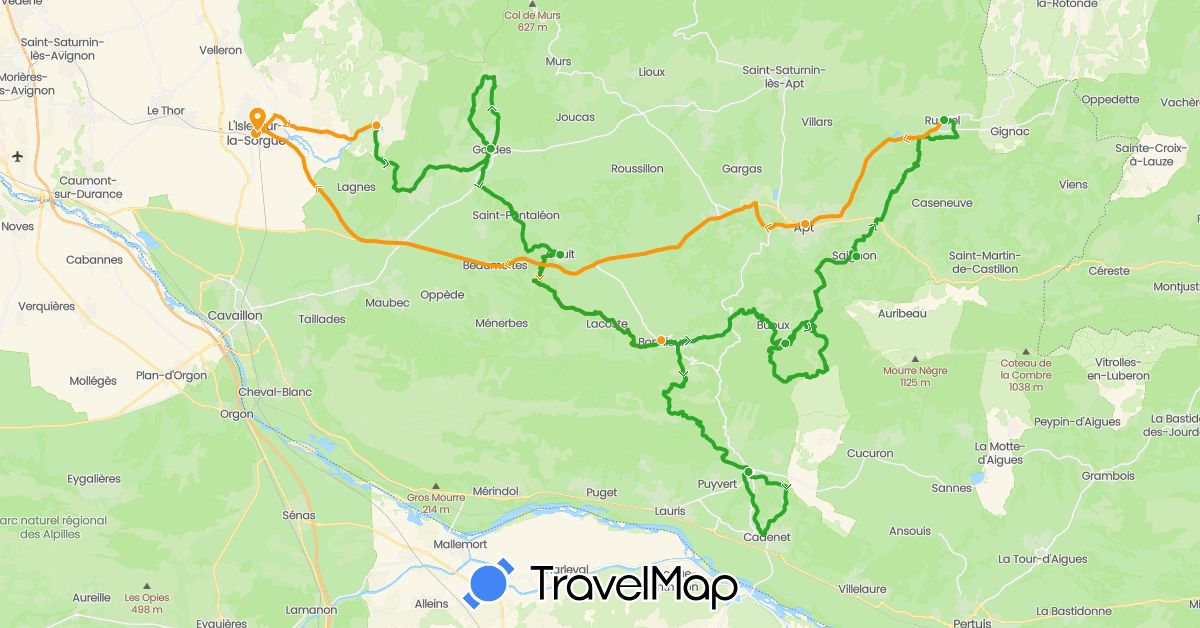 TravelMap itinerary: driving, walking, transfers in France (Europe)