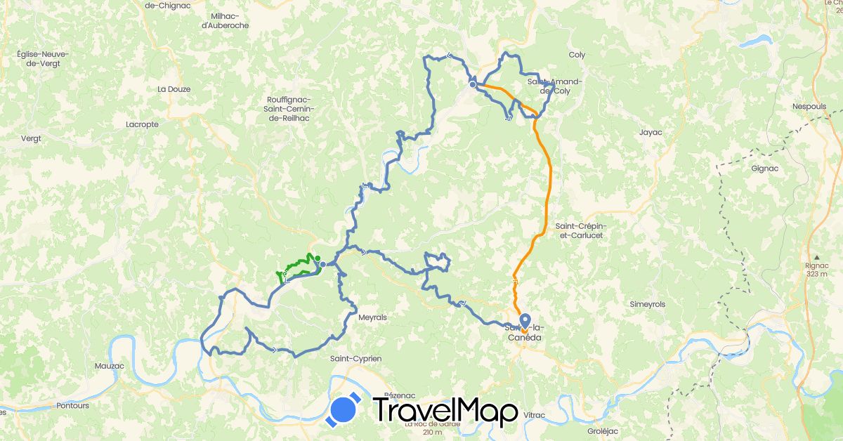 TravelMap itinerary: driving, cycling, walking, transfers in France (Europe)